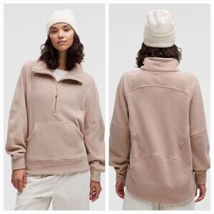 Lululemon Scuba Tumbled Fleece Funnel-Neck Half Zip Adaptive Pink/Gold